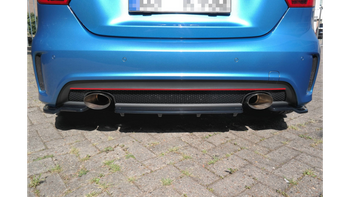 CENTRAL REAR SPLITTER (WITH VERTICAL BARS) MERCEDES-BENZ W176 AMG-LINE PREFACE Gloss Black