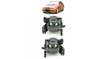 Fog Lights Set Clear suitable for BMW 3 (E46) Coupe Convertible 5 (E61) Touring 5 (E60) Sedan 3 (E91) Touring 3 (E90) Sedan 6 (E64) Convertible X3 (E83) 6 (E63) Coupe 1998-2006