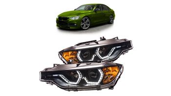 Headlights Halogen Black DRL suitable for BMW 3 (F30) Sedan (F31) Touring Pre-Facelift 2012-2015