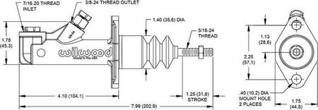 Brake clutch master cylinder Wilwood GS Compact 0,75"