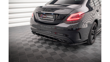 Central Rear Splitter (with vertical bars) Mercedes-Benz C AMG-Line W205 Facelift Gloss Black