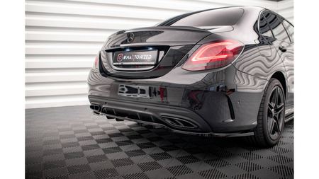 Central Rear Splitter (with vertical bars) Mercedes-Benz C AMG-Line W205 Facelift Gloss Black