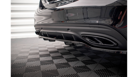 Central Rear Splitter (with vertical bars) Mercedes-Benz C AMG-Line W205 Facelift Gloss Black