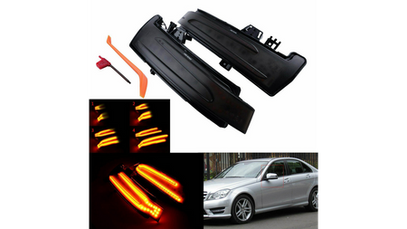 Dynamic LED Side Mirror Indicator Set suitable for MERCEDES CLA (C117, X117) S-Class (C216) CLS (C218, X218) E-Class (C207, A207) E-Class (W212, S212) GLA-Class (X156) C-Class (W204, S204, C204) A-Class (W176) S-Class (W221) B-Class (W246, W242) GLK-Class