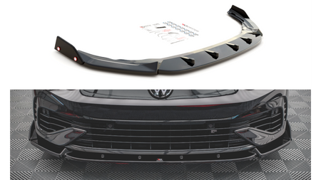 Front Splitter V.2 + Flaps Volkswagen Golf R Mk8 Gloss Black