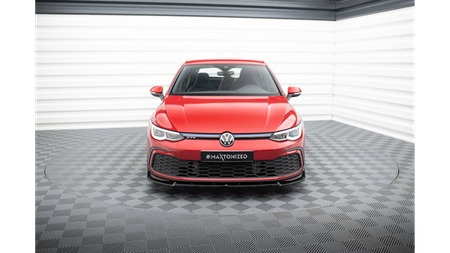 Front Splitter V.3 + Flaps Volkswagen Golf GTI / GTE / R-Line Mk8 Gloss Black