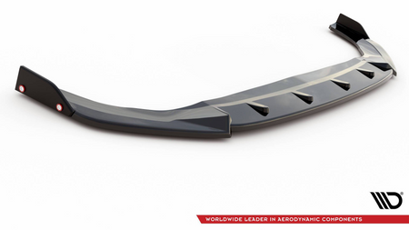 Front Splitter V.3 + Flaps Volkswagen Golf GTI / GTE / R-Line Mk8 Gloss Black
