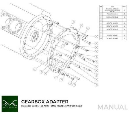 Gearbox adapter plate Mercedes Benz V8 M156 AMG - BMW M57N / M57N2 GS6-53DZ / N54 GS6-53BZ / N52 N53 G