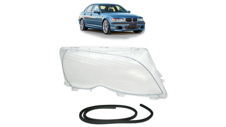 Headlight Lens Housing With Rubber RIGHT suitable for BMW 3 (E46) Sedan Touring Facelift 2001-2005