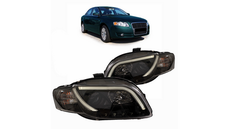 Headlights Halogen Black DRL suitable for AUDI A4 B7 (8E) Sedan Avant A4 B7 (8H) Convertible 2005-2008