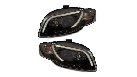 Headlights Halogen Black DRL suitable for AUDI A4 B7 (8E) Sedan Avant A4 B7 (8H) Convertible 2005-2008