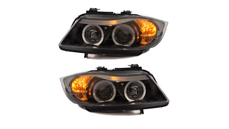 Headlights Halogen Black suitable for BMW 3 (E90) Sedan (E91) Touring 2005-2012