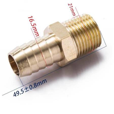 Nipple 1/2" to 16mm hose Brass