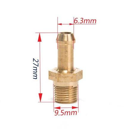 Nipple 1/8" to 6mm hose Brass