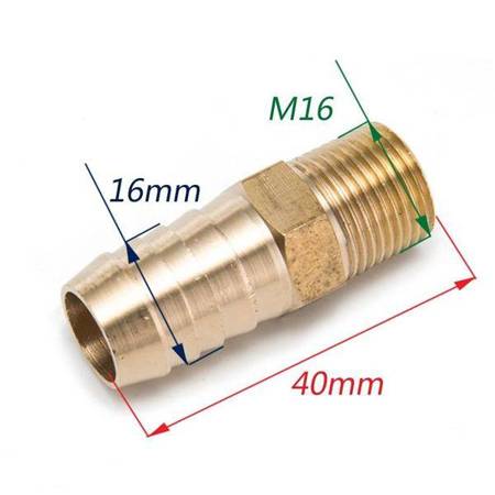 Nipple M16 to 16mm hose Brass