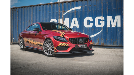 Racing Durability Front Splitter + Flaps Mercedes - AMG C43 Coupe C205 Black + Gloss Flaps