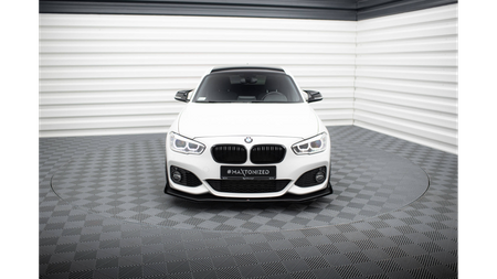 Racing Durability Front Splitter V.3 + Flaps for BMW 1 F20 M-Pack Facelift / M140i Black + Gloss Flaps