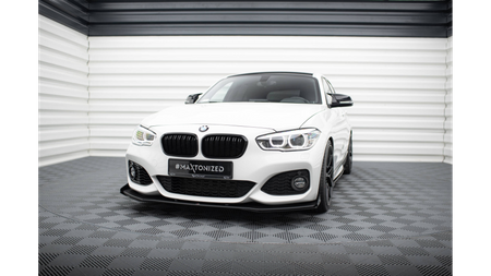 Racing Durability Front Splitter V.3 + Flaps for BMW 1 F20 M-Pack Facelift / M140i Black + Gloss Flaps