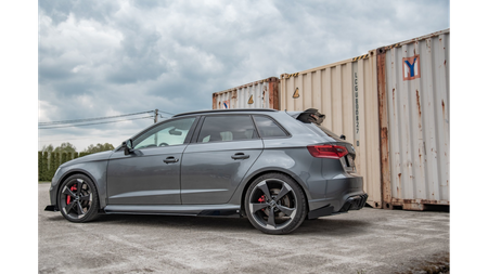 Racing Durability Rear Side Splitters + Flaps Audi RS3 8V Sportback Black-Red + Gloss Flaps