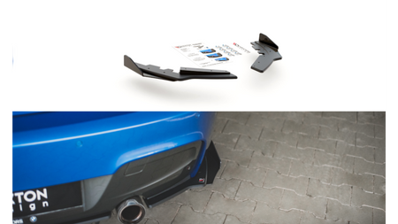 Racing Durability Rear Side Splitters + Flaps BMW M135i F20 Black + Gloss Flaps