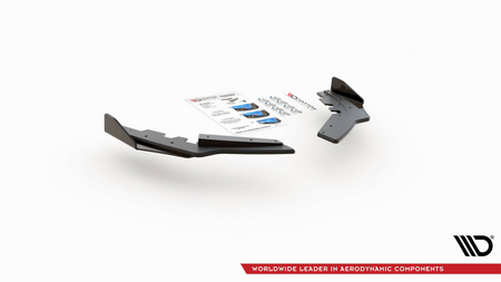 Racing Durability Rear Side Splitters + Flaps BMW M135i F20 Black + Gloss Flaps