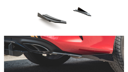 Racing Durability Rear Side Splitters + Flaps Mercedes-AMG C43 Coupe C205 Black-Red + Gloss Flaps