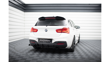 Racing Durability Rear Side Splitters V.2 + Flaps for BMW 1 F20 M140i Black + Gloss Flaps