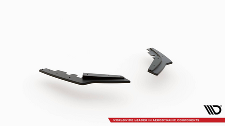Racing Durability Rear Side Splitters V.2 + Flaps for BMW 1 F20 M140i Black + Gloss Flaps