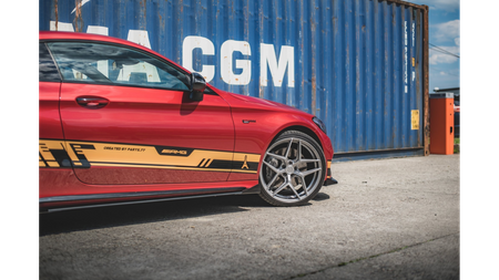 Racing Durability Side Skirts Diffusers + Flaps Mercedes-AMG C43 Coupe C205 Black + Gloss Flaps