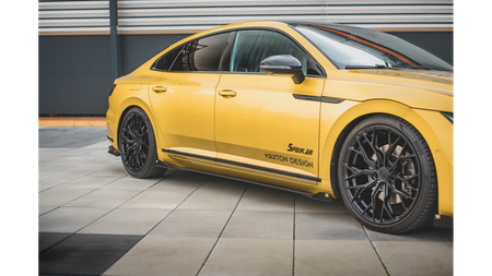 Racing Durability Side Skirts Diffusers + Flaps Volkswagen Arteon R-Line Black + Gloss Flaps