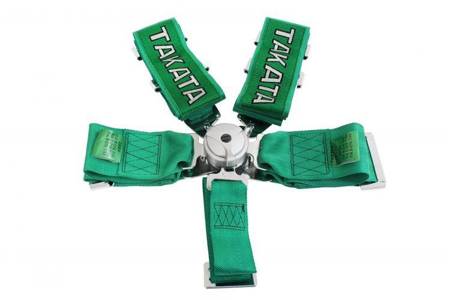 Racing seat belts 5p 3" Green Takata Replica