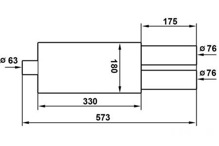 Rear Muffler TurboWorks 2x76mm inlet 63,5mm