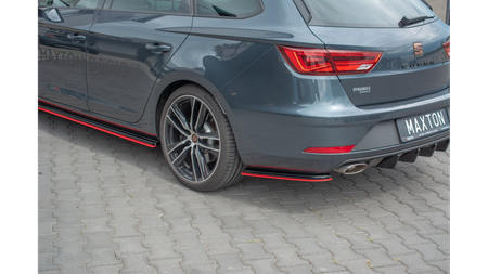 Rear Side Splitters V.4 Seat Leon Cupra Mk3 FL Sportstourer Gloss Black + Red