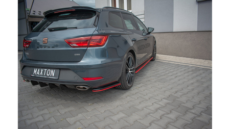 Rear Side Splitters V.4 Seat Leon Cupra Mk3 FL Sportstourer Gloss Black + Red