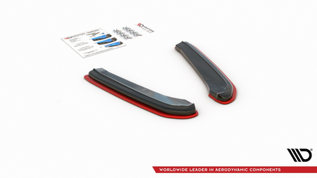 Rear Side Splitters V.4 Seat Leon Cupra Mk3 FL Sportstourer Gloss Black + Red