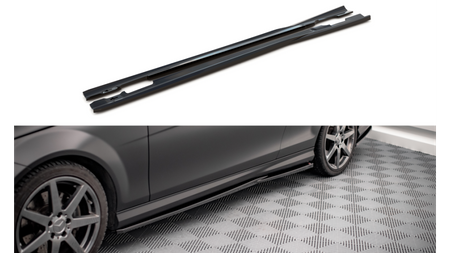 Side Skirts Diffusers Mercedes-Benz C Coupe / Sedan / Estate AMG-Line C204 / W204 Facelift / S204 Facelift Gloss Black