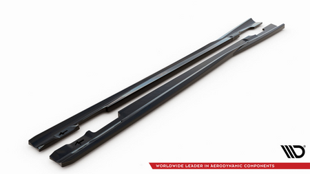 Side Skirts Diffusers Mercedes-Benz C Coupe / Sedan / Estate AMG-Line C204 / W204 Facelift / S204 Facelift Gloss Black