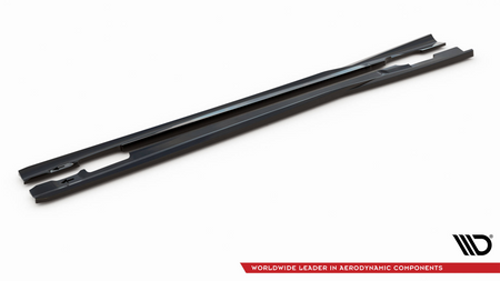 Side Skirts Diffusers Mercedes-Benz C Coupe / Sedan / Estate AMG-Line C204 / W204 Facelift / S204 Facelift Gloss Black