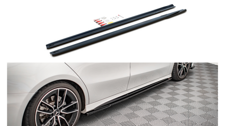 Side Skirts Diffusers V.2 Mercedes A35 AMG / AMG-Line W177 Gloss Black