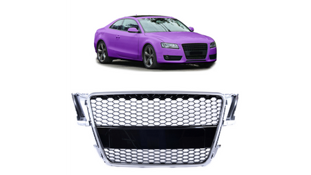 Sport Grille Silver & Gloss Black suitable for AUDI A5 (8T) Coupe Convertible Sportback Pre-Facelift 2007-2011