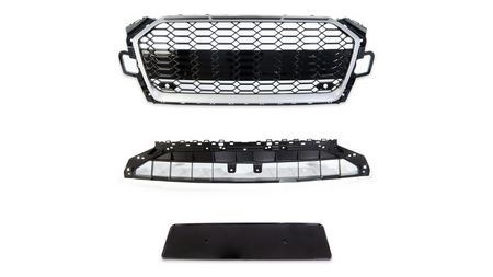 Sport Grille Silver & Gloss Black suitable for AUDI A5 (F5) Coupe Sportback Convertible Facelift 2019-2023