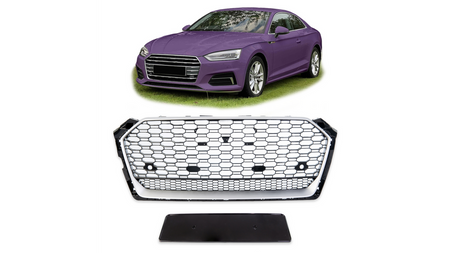 Sport Grille Silver & Gloss Black suitable for AUDI A5 (F5) Coupe Sportback Convertible Pre-Facelift 2016-2019