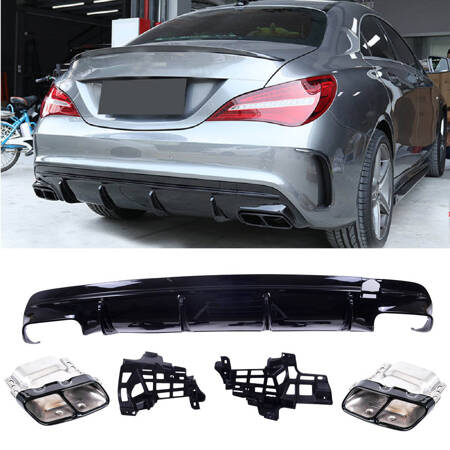 Sport Rear Spoiler Diffuser W/Black Pipes suitable for MERCEDES CLA (C117, X117) 2013-2018