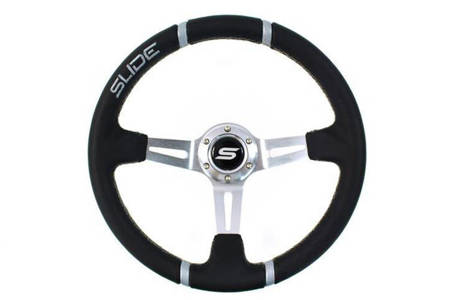 Steering wheel SLIDE 350mm offset:90mm Leather Silver