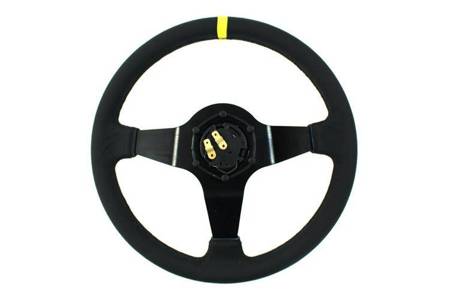 Steering wheel SLIDE 350mm offset:90mm Leather Yellow Strip