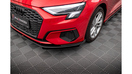 Street Pro Front Splitter + Flaps Audi A3 8Y Black + Gloss Flaps