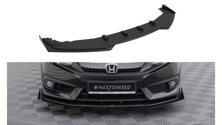 Street Pro Front Splitter + Flaps Honda Civic Mk10 Black + Gloss Flaps