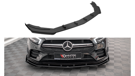 Street Pro Front Splitter + Flaps Mercedes A35 AMG / AMG-Line Aero Pack W177 Black-Red + Gloss Flaps