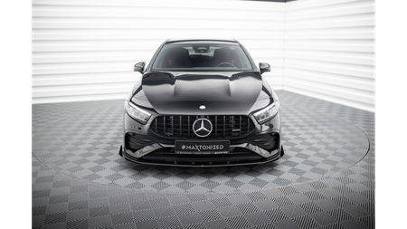 Street Pro Front Splitter + Flaps Mercedes-AMG A35 W177 Facelift Black + Gloss Flaps