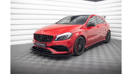 Street Pro Front Splitter + Flaps Mercedes-Benz A 45 AMG Aero W176 Facelift Black + Gloss Flaps